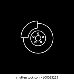 Brake Disc Line Icon On Black Background