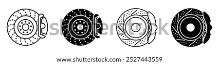 Brake Disc and Rotor Icons Set