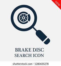 Brake disc search icon. Editable Brake disc search icon for web or mobile.