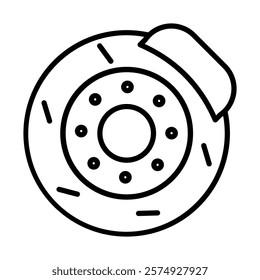 Brake Disc Vector Line Icon Design