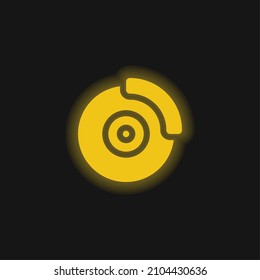 Brake Disc yellow glowing neon icon