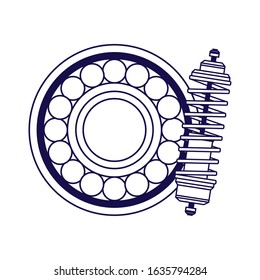 brake disk and car shock absorber over white background, vector illustration