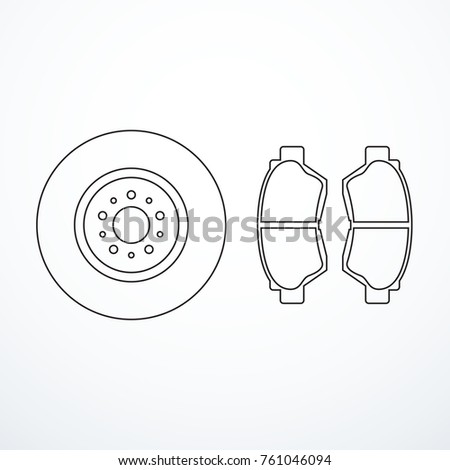 Brake disk and brake pads. Brake parts.