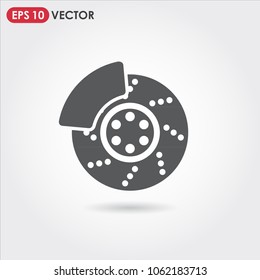 brake disk single vector icon on light background