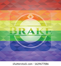 Brake emblem on mosaic background with the colors of the LGBT flag