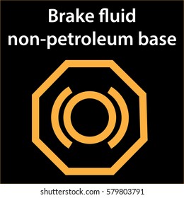 Brake fluid non petroleum base icon - vector illustration dashboard sign - orange - instrument cluster dtc code error - obd