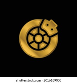 Brake gold plated metalic icon or logo vector