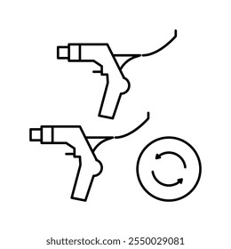 Vector de icono de línea de reemplazo de palancas de freno. signo de reemplazo de palancas de freno. símbolo de contorno aislado ilustración negra