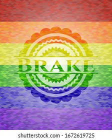 Brake lgbt colors emblem. Vector Illustration. Mosaic.