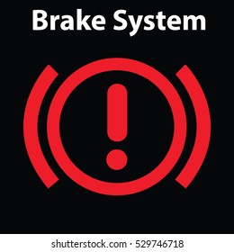 Brake light signal icon on the car panel. Dashboard warning signs. Attention icon. 