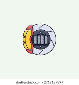 Diseño de Vector plano de icono de pastilla de freno.