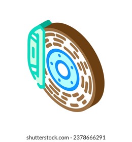 vector de icono isométrico mecánico de reemplazo de almohadillas de freno. señal mecánica del vehículo de repuesto de la pastilla de freno. ilustración de símbolo aislado