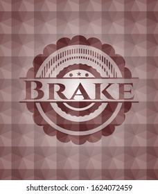 Brake red badge with geometric background. Seamless.