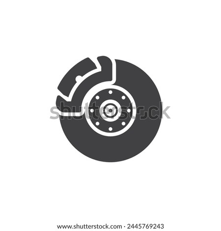 Brake rotor with pad vector icon. filled flat sign for mobile concept and web design. Car Brake Service glyph icon. Symbol, logo illustration. Vector graphics