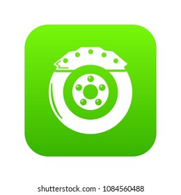 Brake shoe icon green vector isolated on white background
