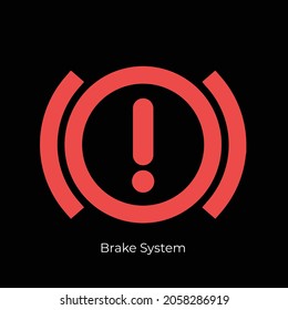 Brake System Dashboard Warning icon sign symbol vector