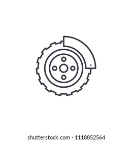 Brake system linear icon concept. Brake system line vector sign, symbol, illustration.