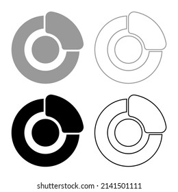 Brake system on wheel Automobile car disc pad hydraulic drum set icon grey black color vector illustration image solid fill outline contour line thin flat style