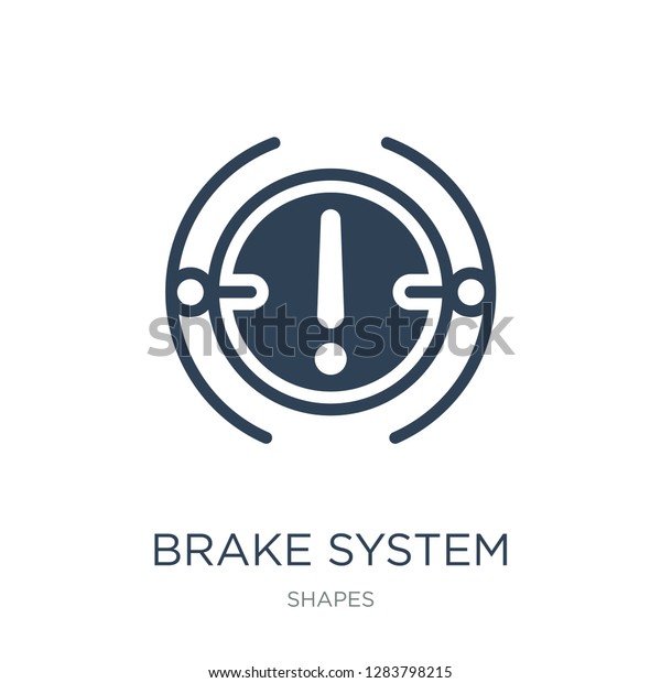 brake system warning icon\
vector on white background, brake system warning trendy filled\
icons from Shapes collection, brake system warning vector\
illustration