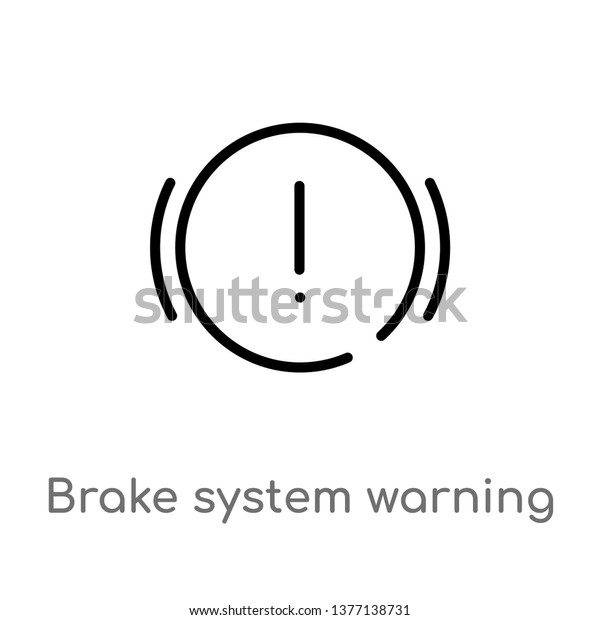 brake system warning vector line icon.\
Simple element illustration. brake system warning outline icon from\
shapes concept. Can be used for web and\
mobile