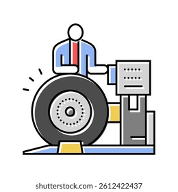 brake testing aircraft color icon vector. brake testing aircraft sign. isolated symbol illustration