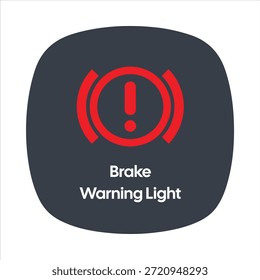 Brake Warning Light Icon – Red Exclamation Symbol with Curved Lines – High Quality Vectorial Stock Image