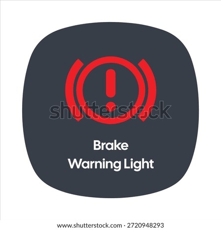 Brake Warning Light Icon – Red Exclamation Symbol with Curved Lines – High Quality Vectorial Stock Image