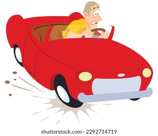 С sind hart gebremst. Der Fahrer fährt. Verstöße gegen die Straßenvorschriften. Illustration Concept Template für Website, Web-Landing-Seite, Banner, Präsentation, Social, Poster, Promotion oder Printmedien.