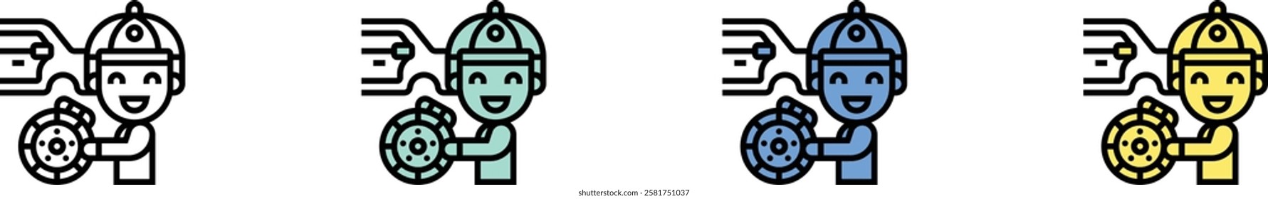 brakes icon. Outline, Green, Blue and Yellow Style Design Isolated On White Background