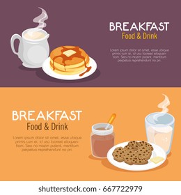 brakfast concept with food and drinks