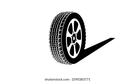 braking distance of a car, black isolated silhouette