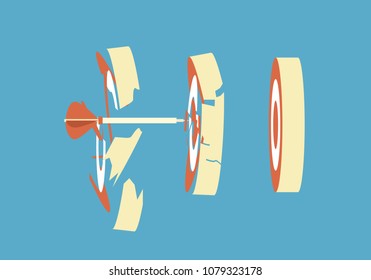 braking the target, dart throwing vector illustration