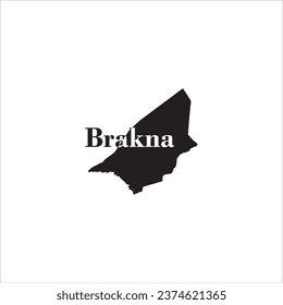 Brakna map and black lettering design on white background