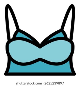 Bralette top icon. Outline bralette top vector icon color flat isolated