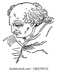 Bramante D'Urbino, 1444-1514, he was an Italian architect who introduced Renaissance architecture to Milan and the high renaissance style to Rome, vintage line drawing or engraving illustration