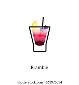 Bramble cocktail icon in flat style. Vector illustration