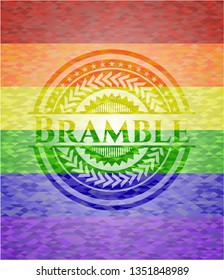 Bramble on mosaic background with the colors of the LGBT flag