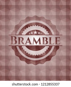 Bramble red seamless emblem or badge with abstract geometric pattern background.