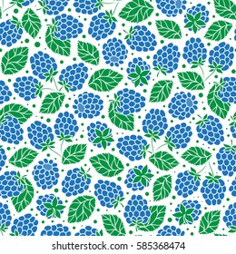 Bramble. Seamless pattern. Vector floral texture with forest berries. Hand drawn illustration with blackberry branches.