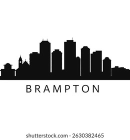 Brampton Skyline with Ontario, and Canada Cityscape Silhouette.