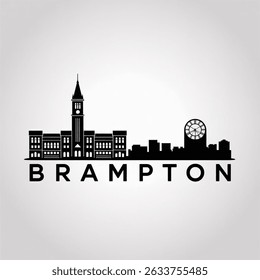 Brampton Skyline Vector – Silhouette of Ontario's Suburban City with Modern Developments