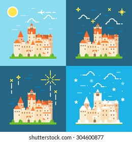 Bran castle germany flat design