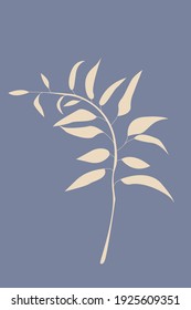 
branch. abstract leaves and flowers. branch with leaves. cut branch. stock vector abstract illustration isolated on blue background. 