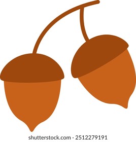 Branch With Acorns Vector Illustration