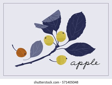A branch of the apple. Hand drawn vector illustration.