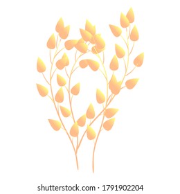 Branch of autumn leaves. Graphic vector drawing. Autumn concept. Cartoon style. Separate element for collage, stickers, web design.