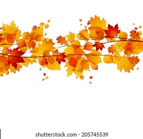 Branch with autumn leaves vector background