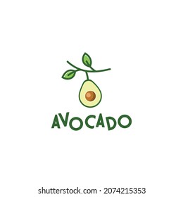 Branch of avocado logo icon sign vector illustration
