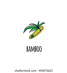 Branch of bamboo. Icon. Hand-drawn. Vector image in the style of Doodle.Logo template
