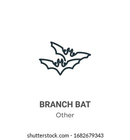 Branch bat outline vector icon. Thin line black branch bat icon, flat vector simple element illustration from editable other concept isolated stroke on white background
